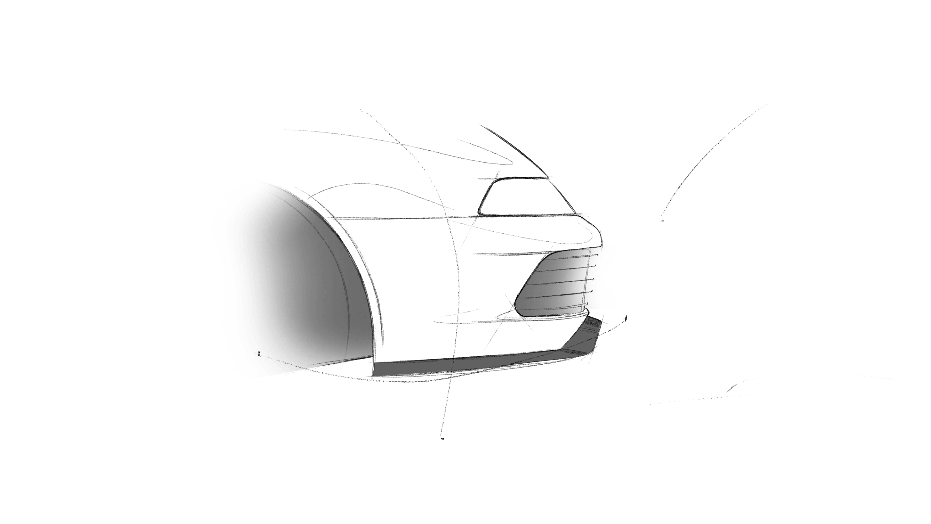 Design sketch of the rear with taillight