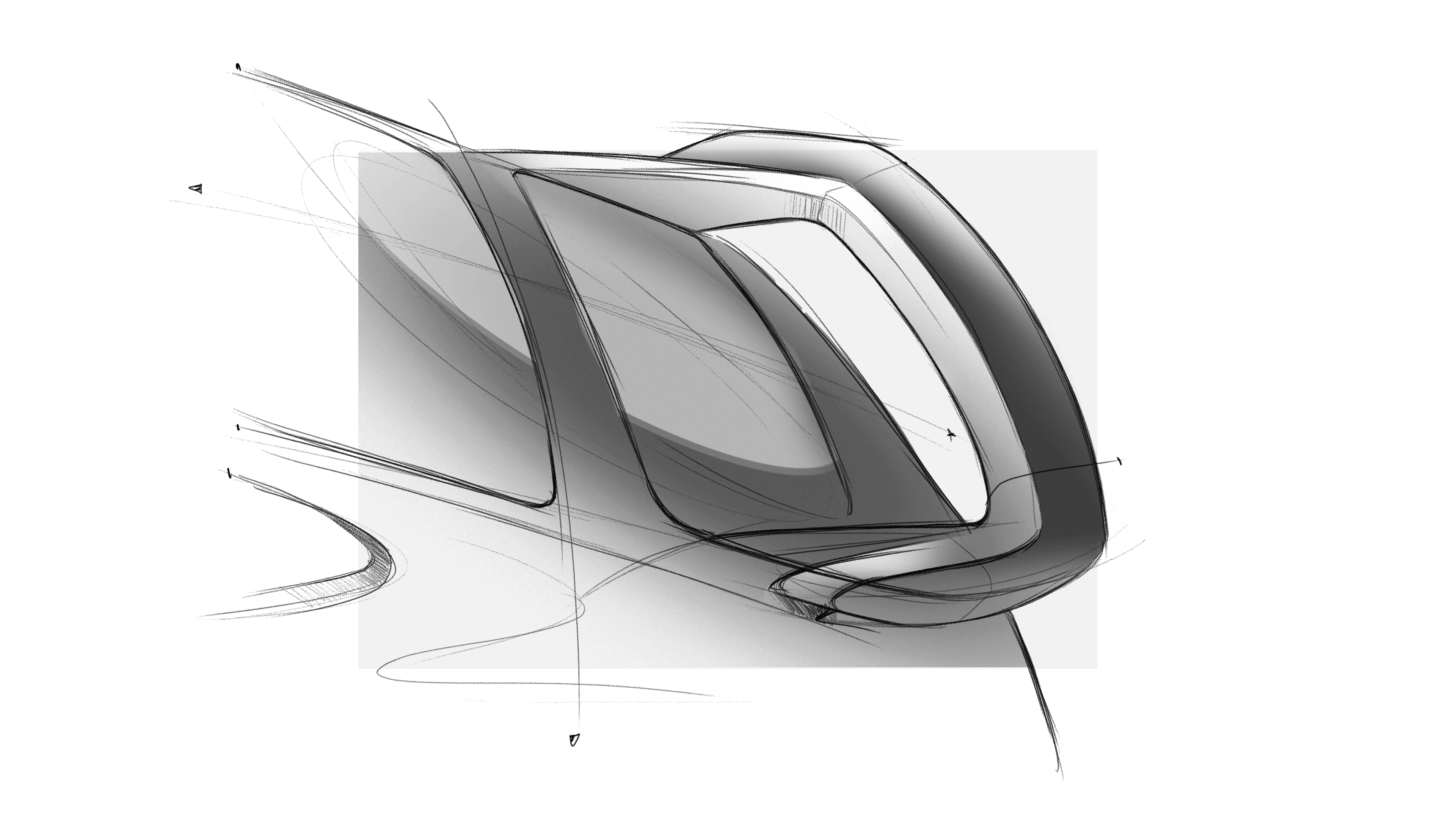 Design sketch of the roofline and spoiler