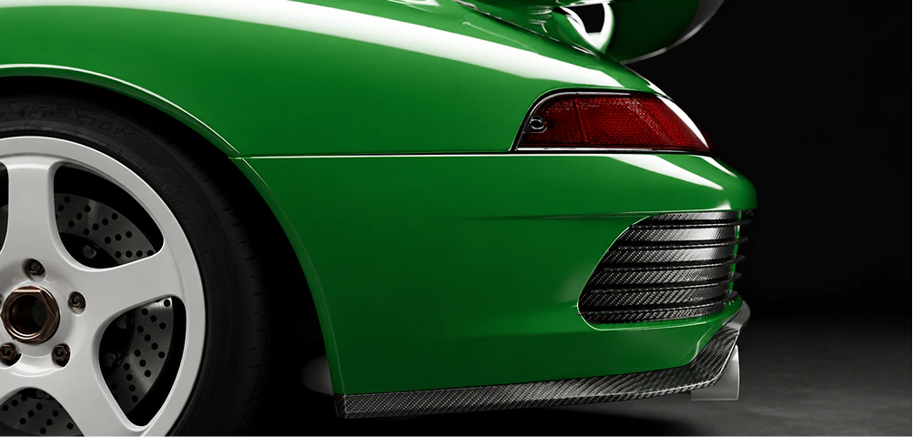 REEN reengineered Porsche 993 — rear wheel, taillight and badge