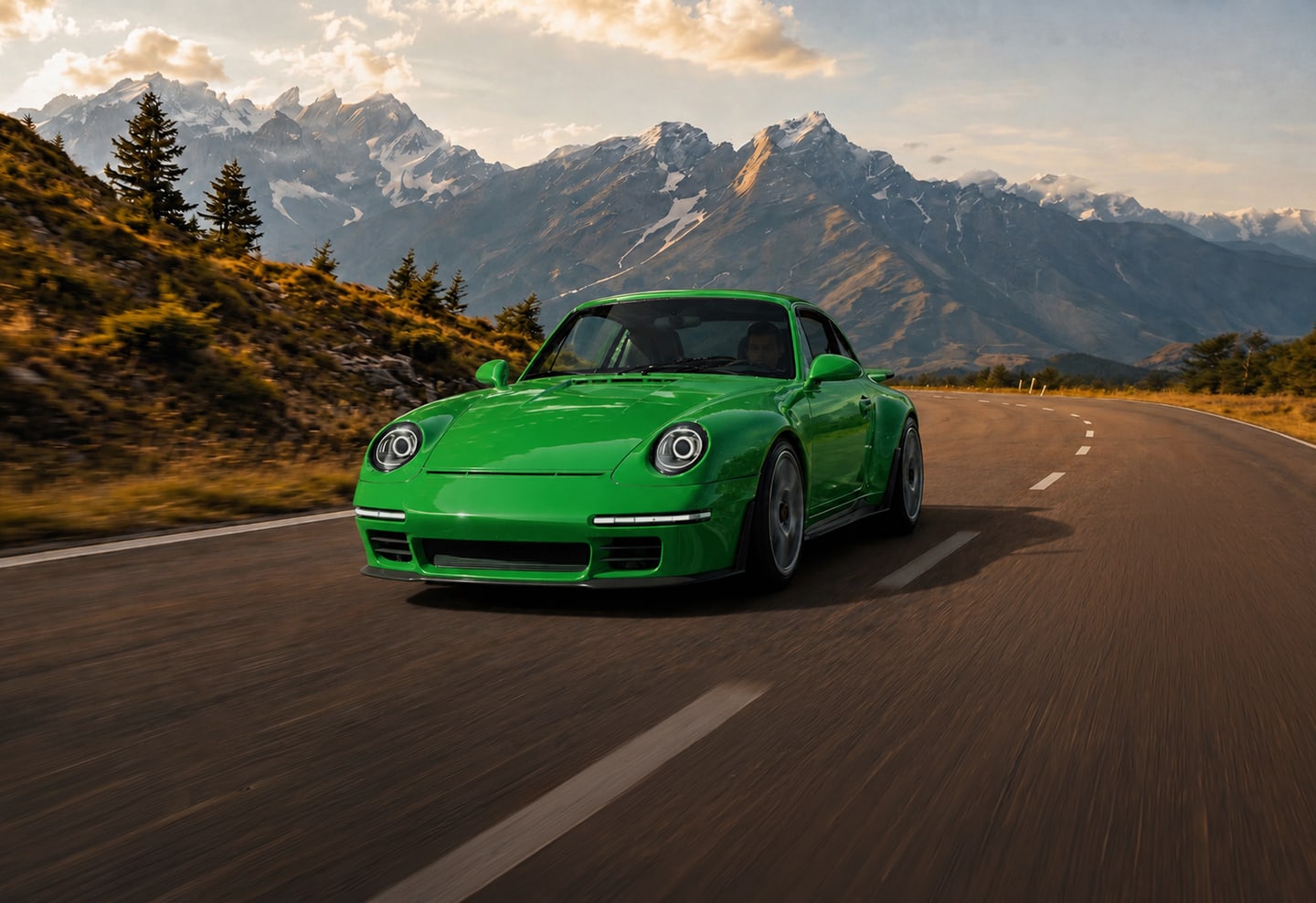 REEN reengineered Porsche 993 on a mountain road