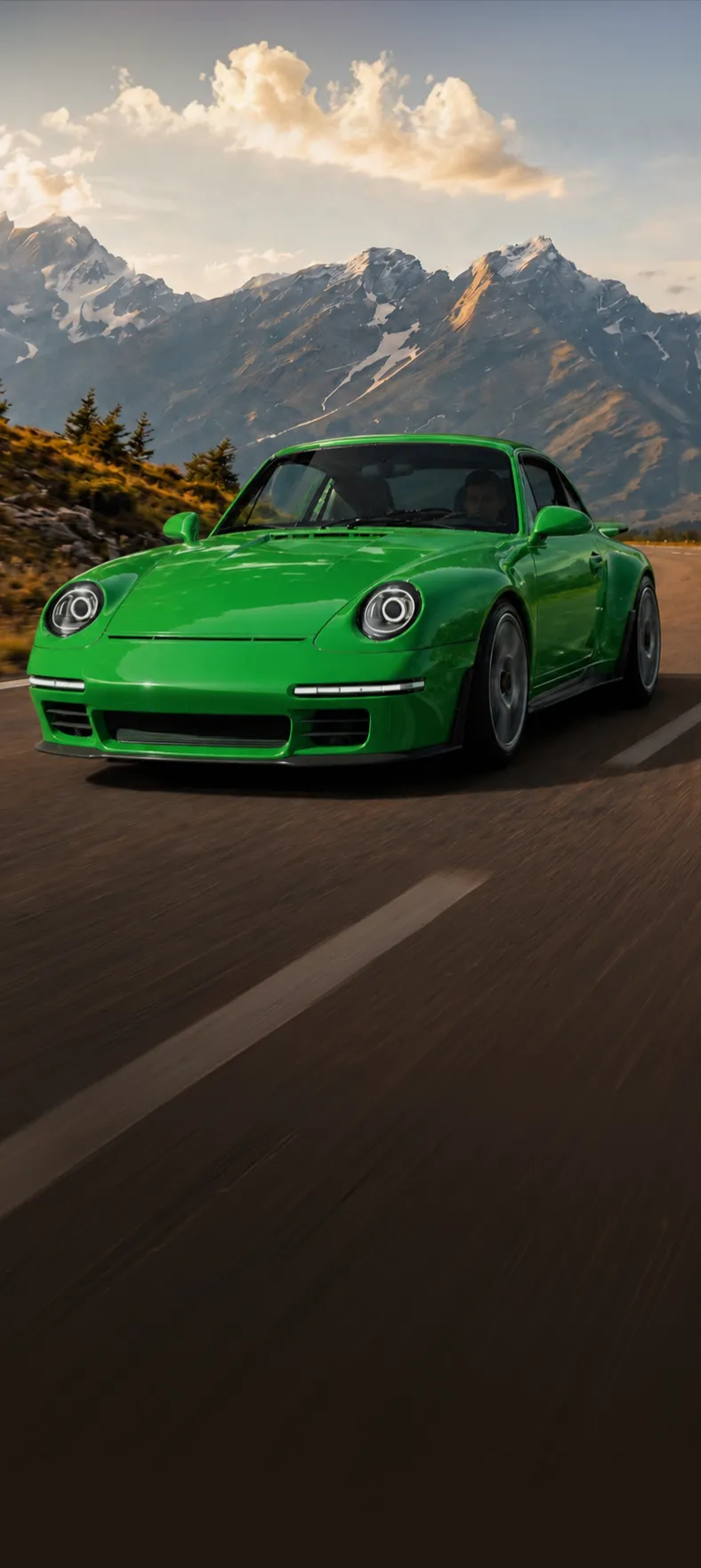 REEN reengineered Porsche 993 on a mountain road